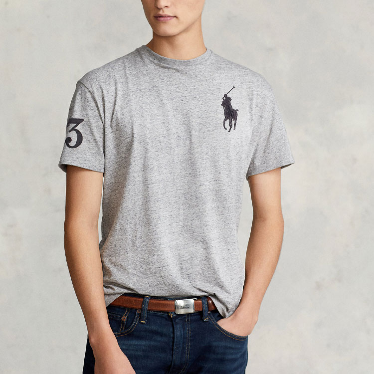 Tシャツ・カットソー RALPH LAUREN Men T Shirts 710680785 002 Grey Custom Slim Fit T-Shirt New Grey Heather | Polo Ralph Lauren