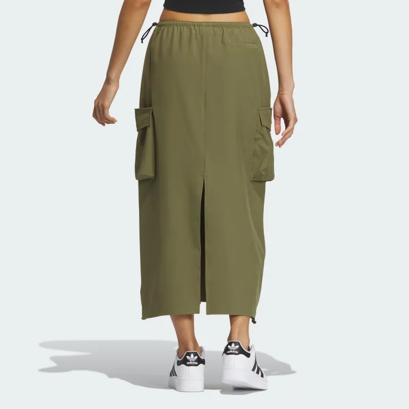 Adidas Originals Casual Long Skirts Women's Dark Olive Green-2