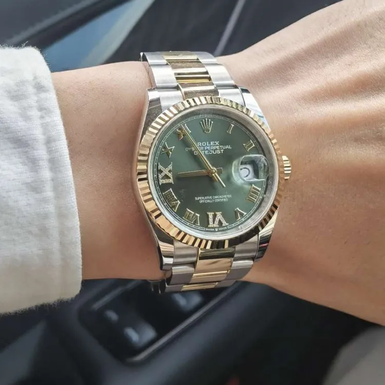 ROLEX Log Series Automatic Mechanical Movement Unisex Watch 36mm Green Dial Oystersteel Case Oystersteel Strap-1