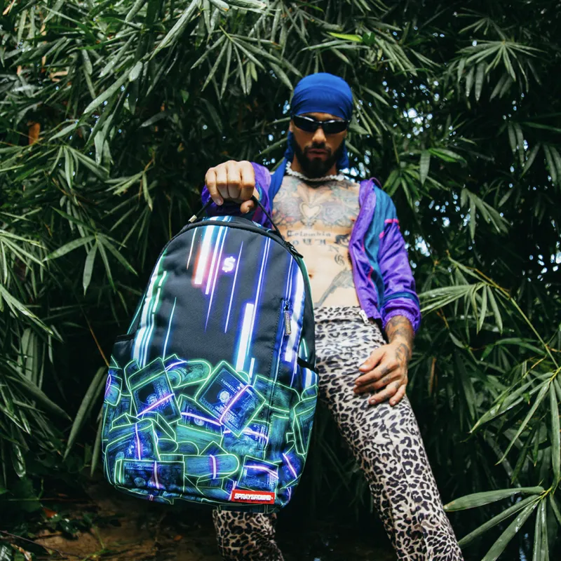 SPRAYGROUND Fabric Laptop Bag Backpack Medium Size Unisex Neon Dollar Color Block-4