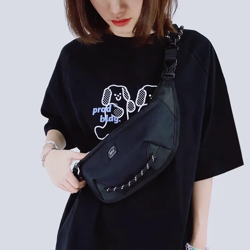 MYEDITION Crescent Bag Shoulder Bag Crossbody Bag Sling Bag Nylon Fabric Black Unisex-8