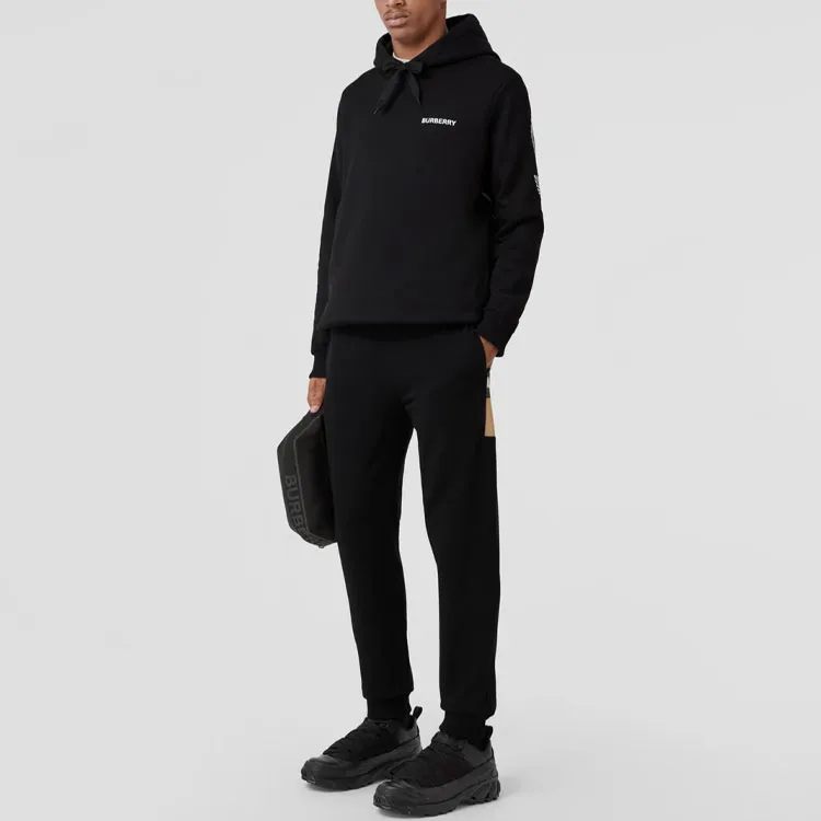 Burberry Milo Cotton Blend Check Panel Sweatpants-2