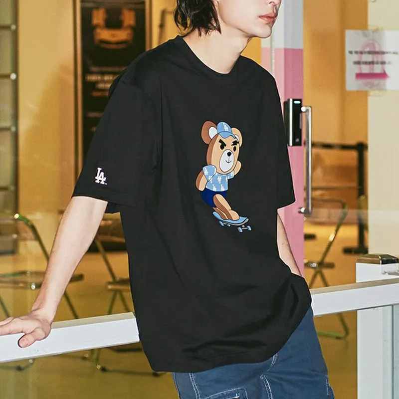 MLB Drop Shoulder Sleeve T Shirt Unisex Black-3