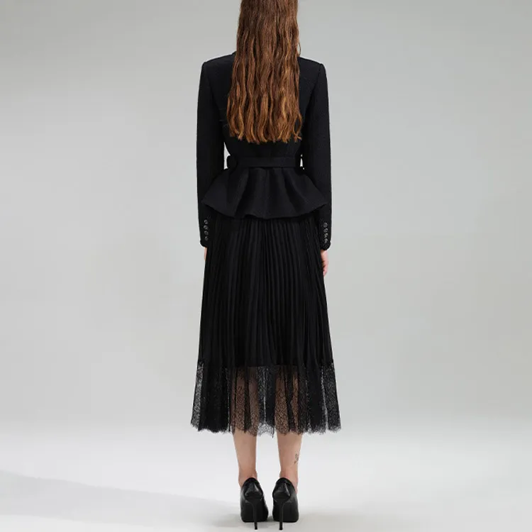 Self portrait SS23 Long Sleeved Dress Women's Black-3