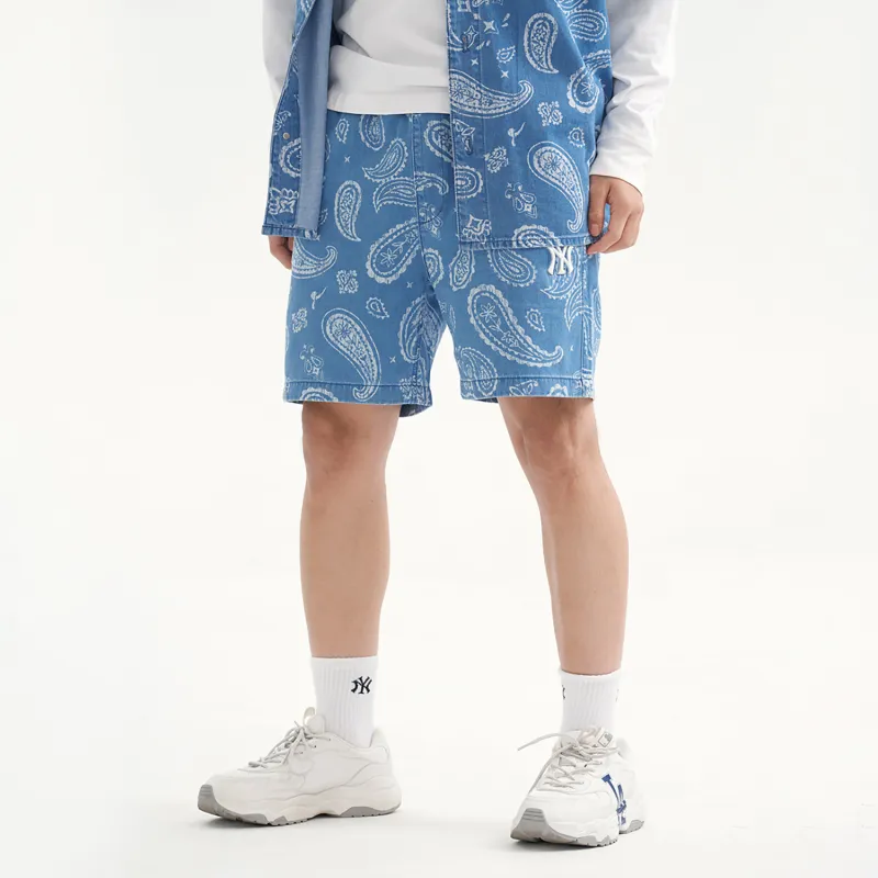 MLB New York Yankees Casual Shorts Men Light Blue-4