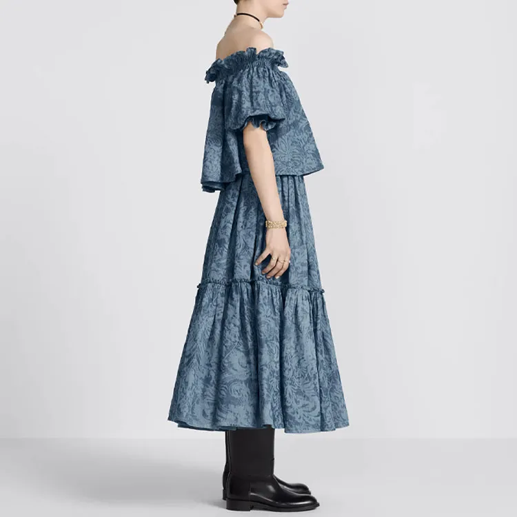 DIOR Casual Long Skirts Women's Blue-4