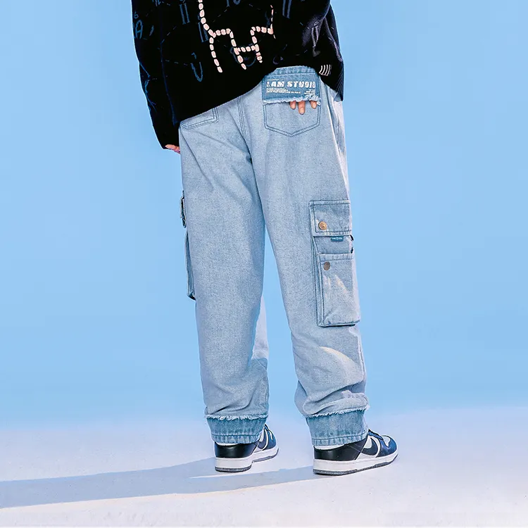 LAMLICKA Straight Jeans Unisex Light Blue-4