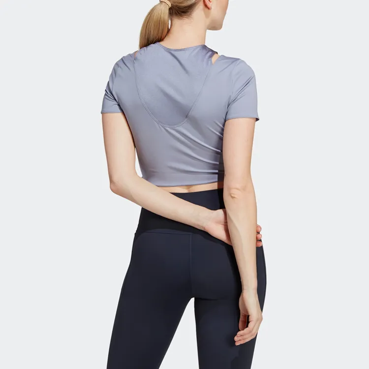 Adidas T Shirt Women's Silver Gray Violet-2