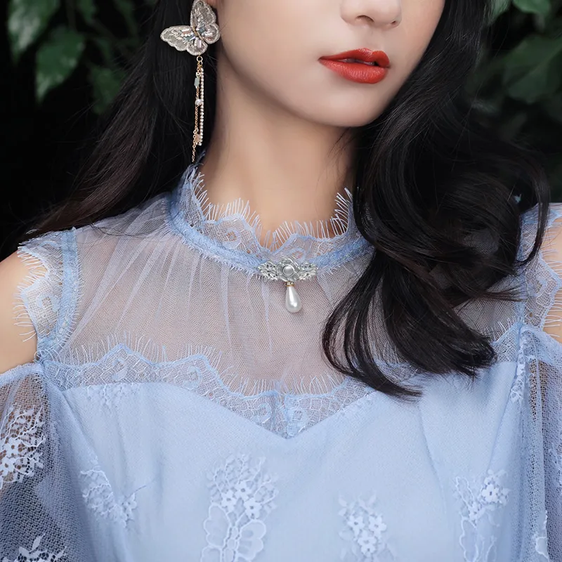 JINYE ORIENTAL A Line Skirt Dress Blue-2