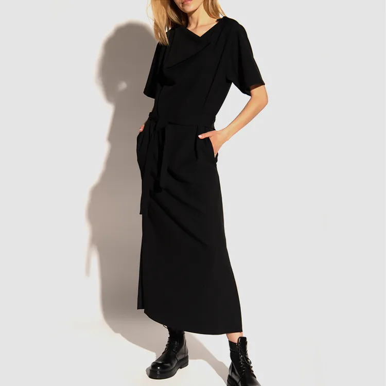 MM6 Maison Margiela Short Sleeved Dresses Women's Black-2