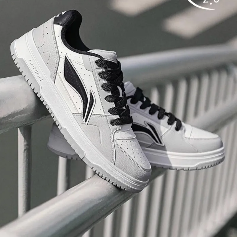 LiNing Tianji 2.0 Cushioning Low Top Skateboard Shoes Men's White Gray Black-6
