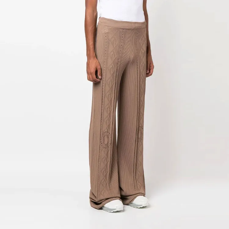 Marine Serre Neutral Pointelle Knit Trousers-3