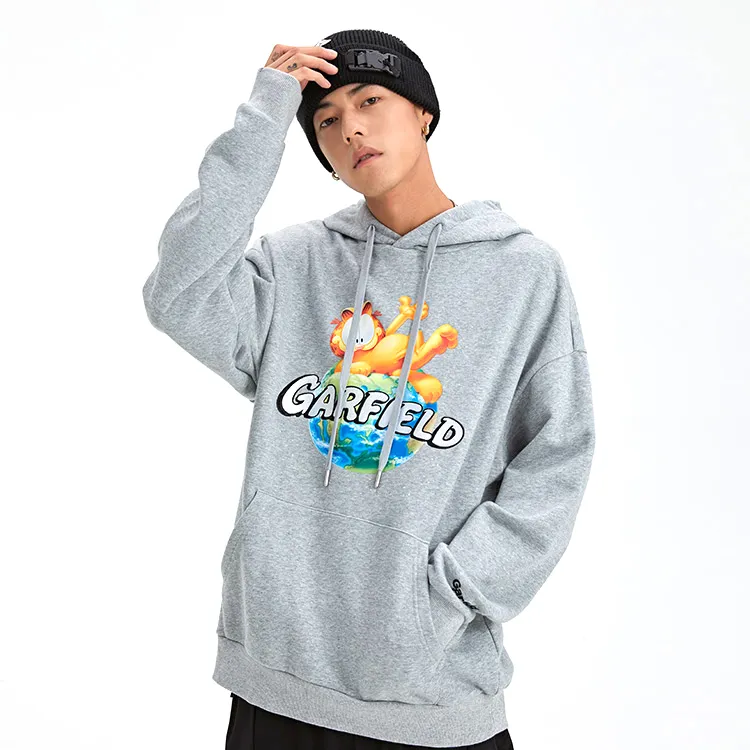 Fun x Garfield FW21 Hooded Loose Fit Regular Sweatshirt Unisex Gray-5
