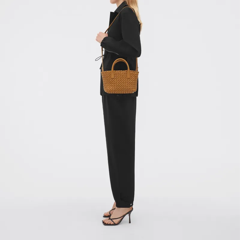 Bottega Veneta Cabat Intreccio Tote Bag Mini Caramel-4