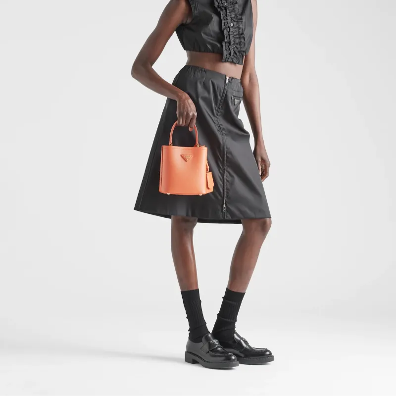 PRADA Saffiano Leather Shoulder Bag Crossbody Bag Handbag Women's Orange-4