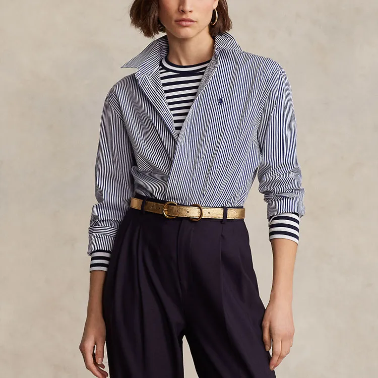 Polo Ralph Lauren Shirt Women's Blue White Stripes-2