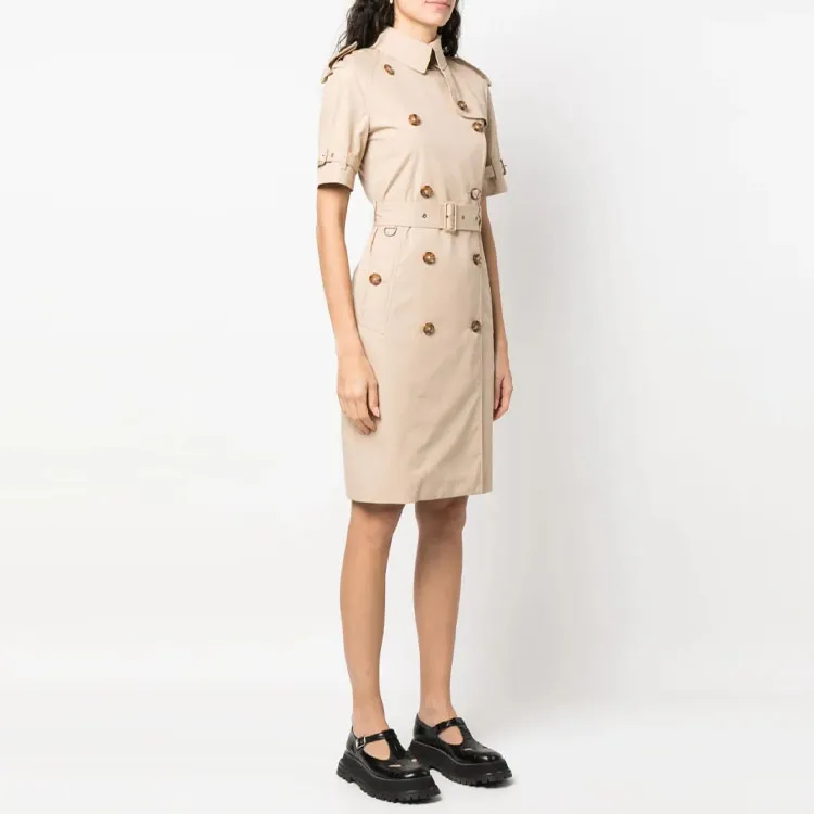 Burberry SS23 Short Sleeved Dress Women's Khaki-3