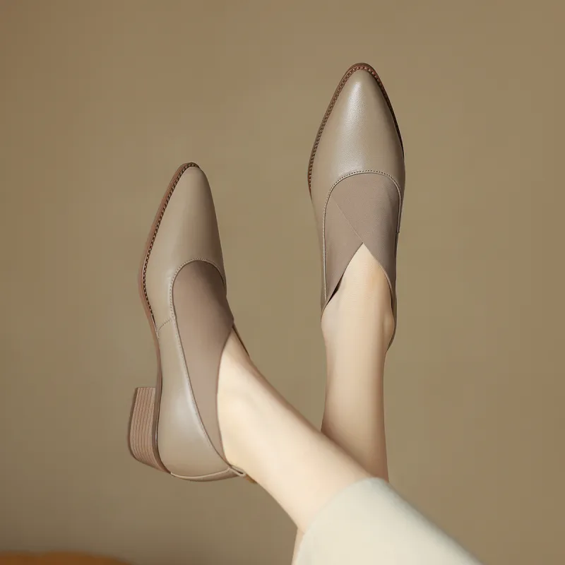 MARINO FABIANI Chunky Heel High Heels 4.5cm Women's Khaki-1