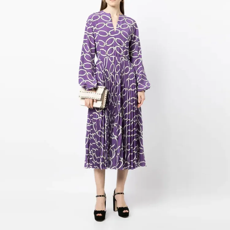 Valentino Long-Sleeved Dresses Women's Purple-1