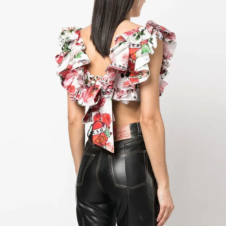 PHILIPP PLEIN Cropped Floral print Blouse-2