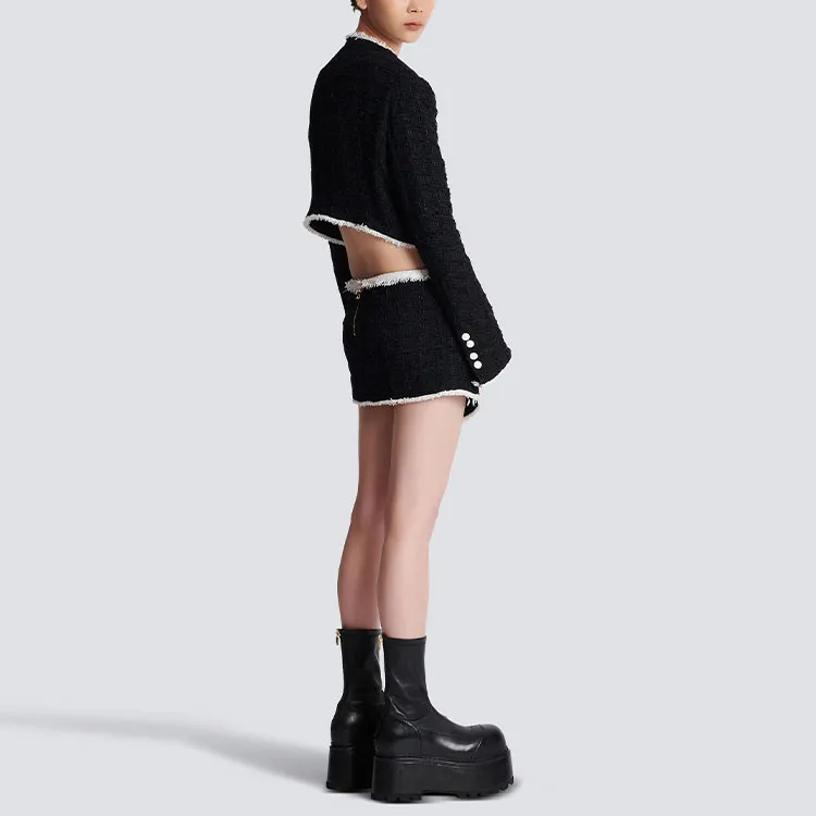 BALMAIN FW22 Cropped Coats Women's Black-2
