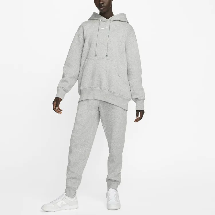 Nike Women's Phoenix Fleece Oversized Pullover Hoodie Dark Grey Heather/Sail-2