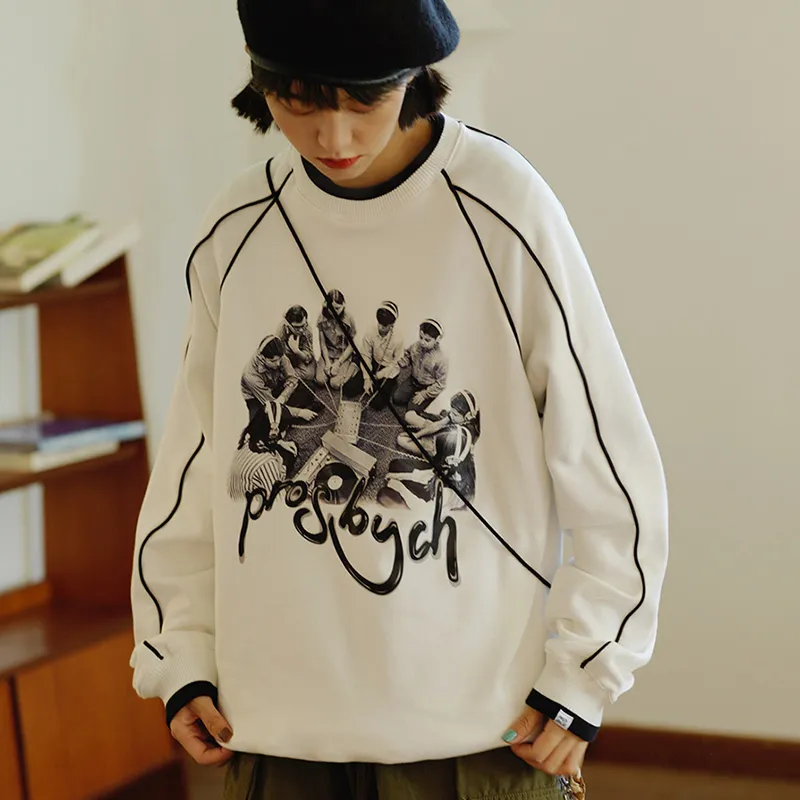PROS BY CH Crew Neck Loose Fit Regular Sweatshirt Fall Unisex-5