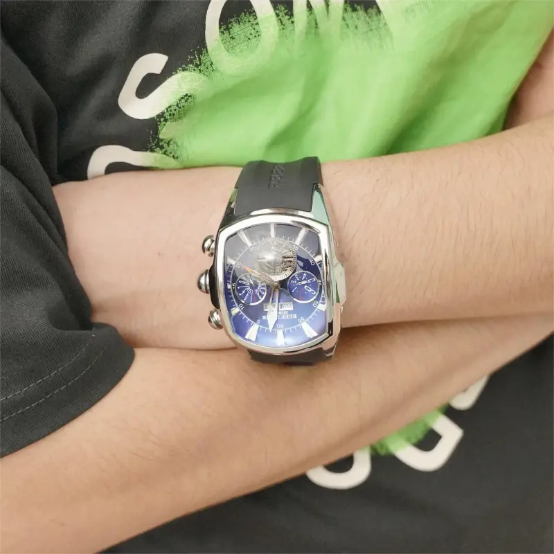REEF TIGER Aurora Collection Tank II Automatic Mechanical Movement Watch Men's Watches Blue Dial-8