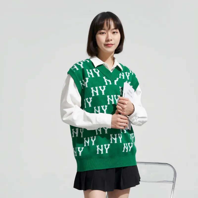 MLB Monogram NEW YORK YANKEES Vests Unisex Neon Green-5