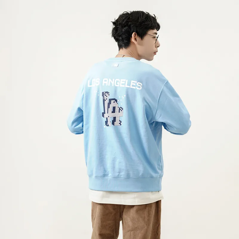 MLB PLAY PIXEL OVERFIT Los Angeles Dodgers Sweatshirt Unisex Light Blue-5