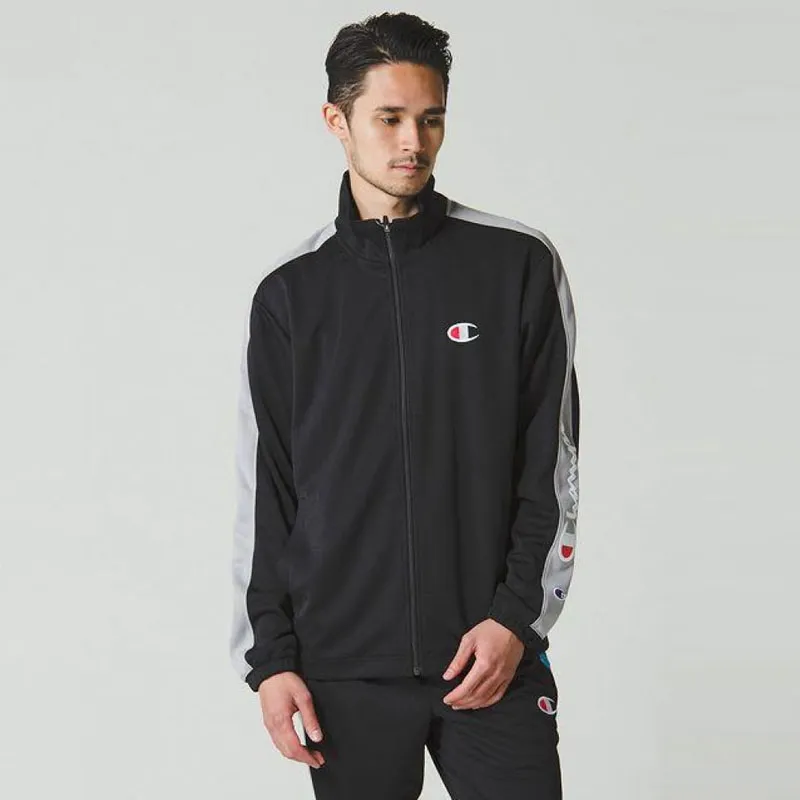 Champion Lapel Fitted Long Sleeved Jacket Japan Version Unisex Black Gray-1