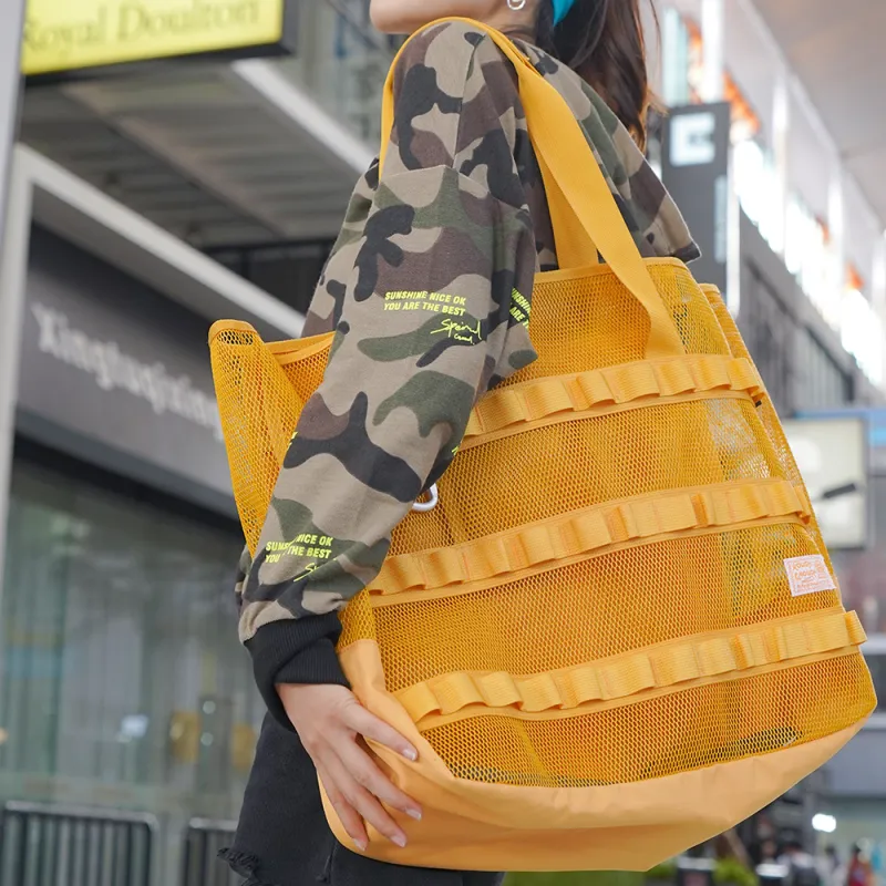 Rough Enough Nylon Fabric Tote Bag, Shopping Bag, Handbag, Shoulder Bag Women's Yellow/Black-9