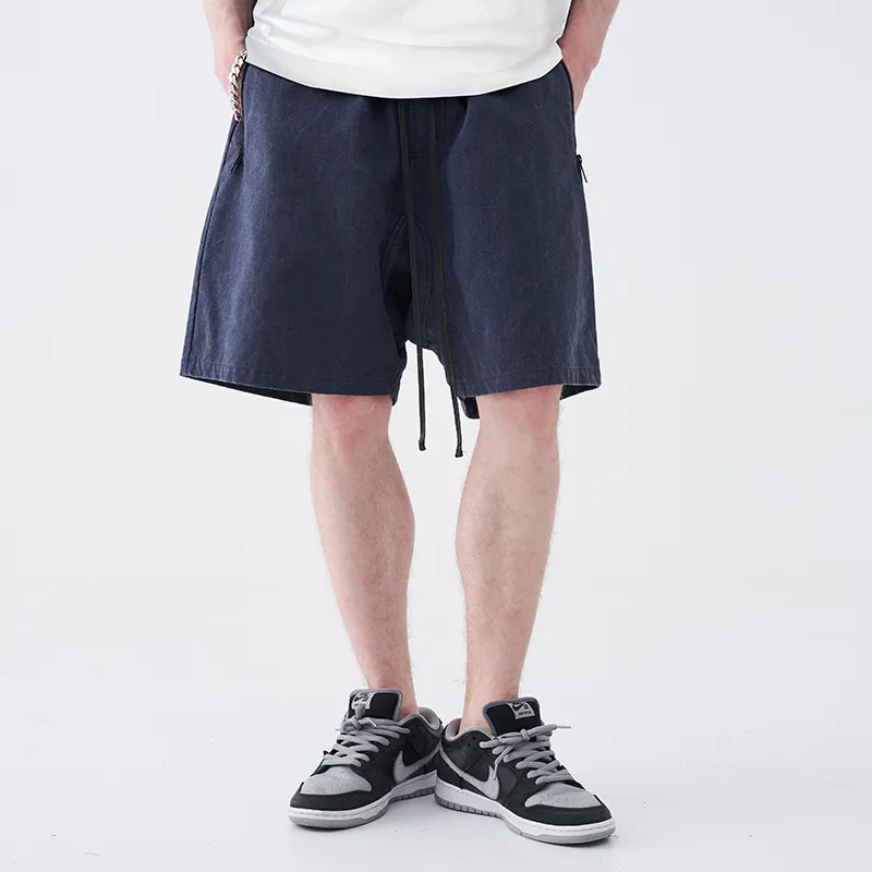 HARSH AND CRUEL Wax Washed Cotton Fabric Loose Fit Shorts Unisex-6