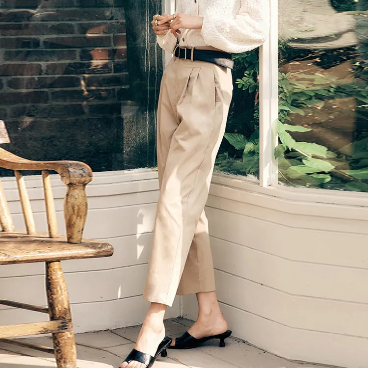 HSTYLE Casual Pants Women's Khaki-3