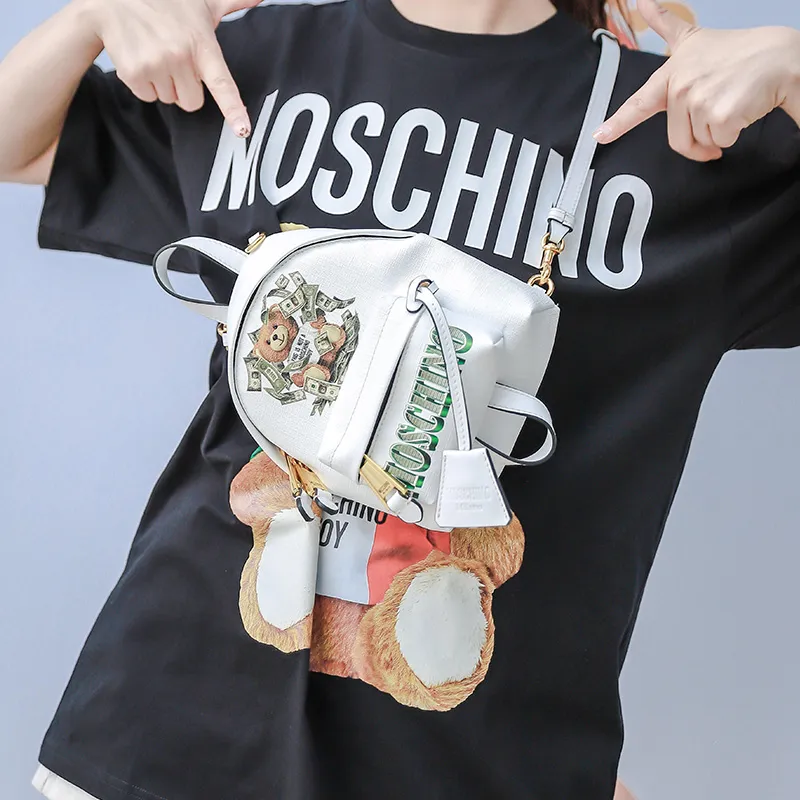 MOSCHINO PU Backpack Mini Women's White-3