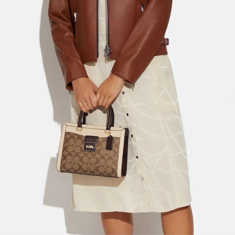 COACH Grace With Cow Leather Shoulder Bag Crossbody Bag Handbag Regular Women's Khaki-5