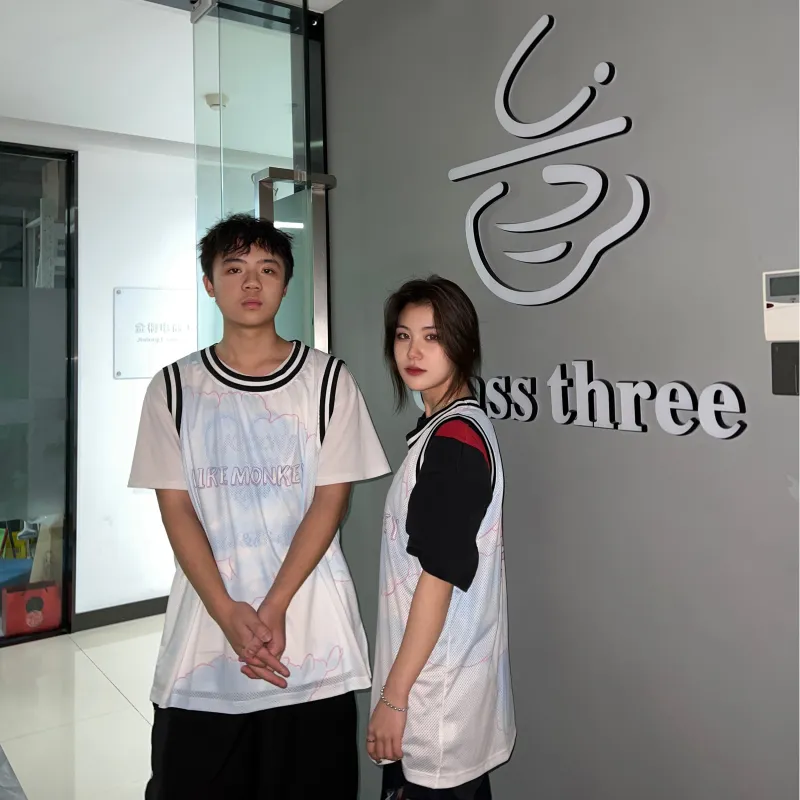 FireMonkey Basketball Jerseys Unisex White Blue-4