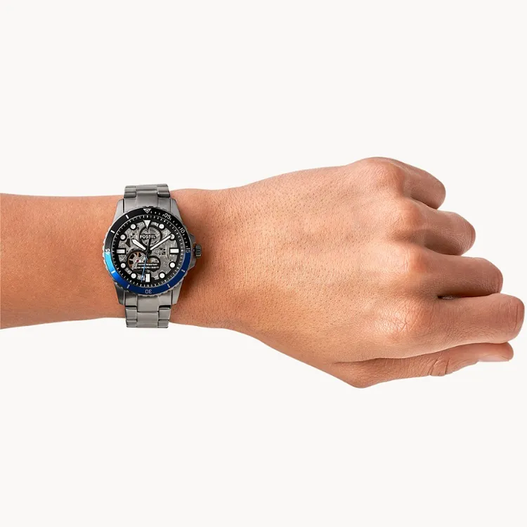 FOSSIL Wrist Watch Automatic Mechanical Movement Stainless Steel Strap 42mm Silver Dial Men's Watches-5