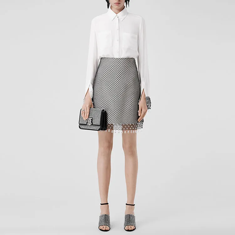 Burberry Casual Short Skirts Women's Black/White-1