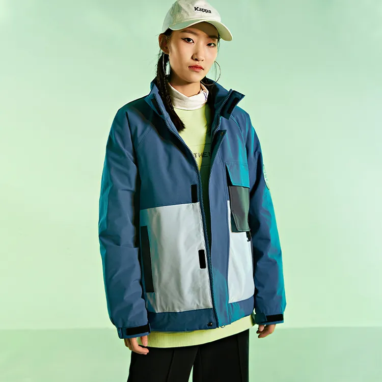 Kappa Letter Colorblock Hooded Puffer Jacket Unisex-10