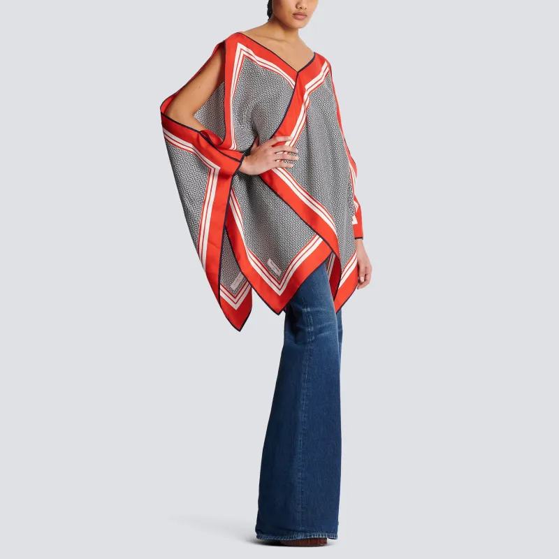 BALMAIN Monogram print Silk Scarf Dress-4