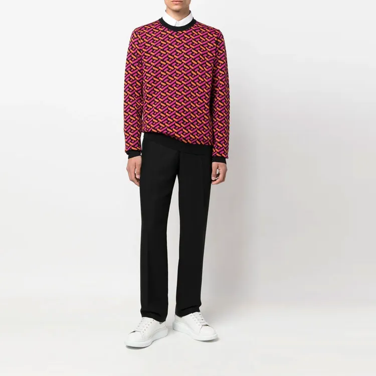 VERSACE Greca Pattern Crewneck Sweater-1