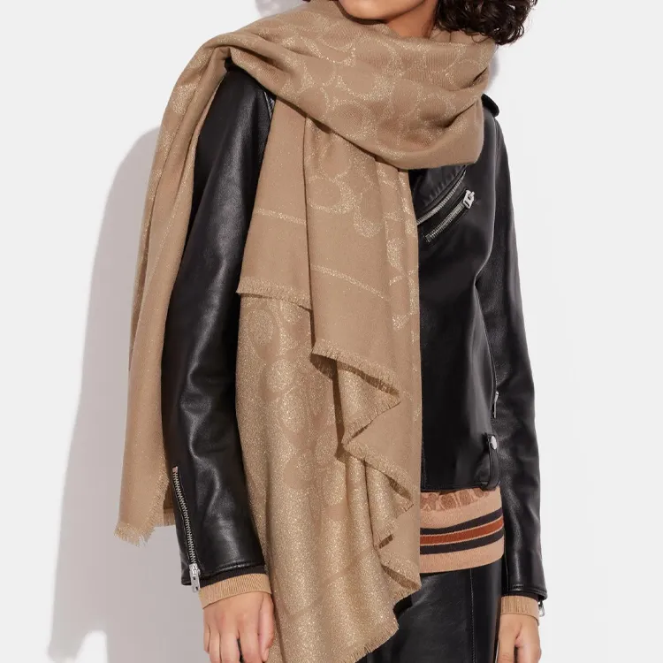 COACH Knit Scarves Unisex Brown-1