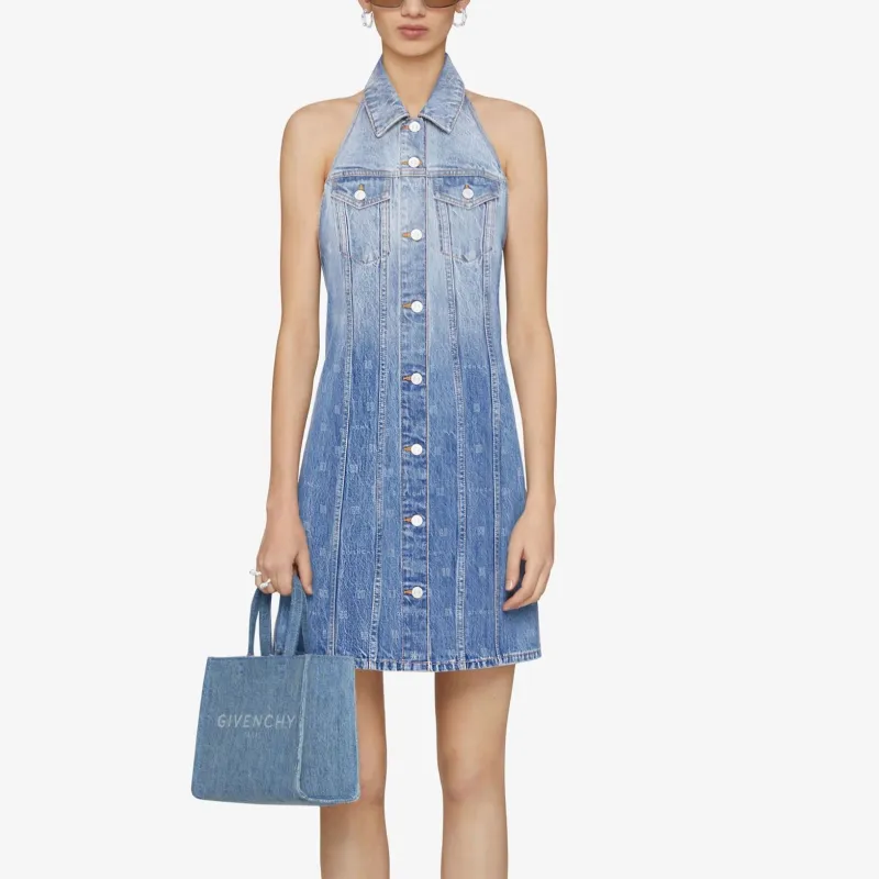Givenchy Halter Denim Dress 'Medium Blue'-2