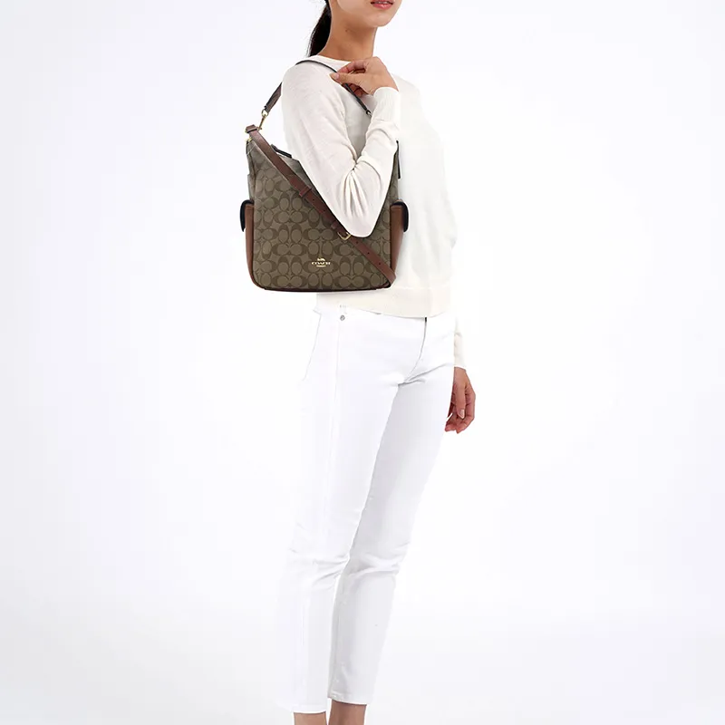 COACH Leather Bucket Bags Crossbody Bags Shoulder Bags Handbags Large Size Women's Khaki-3