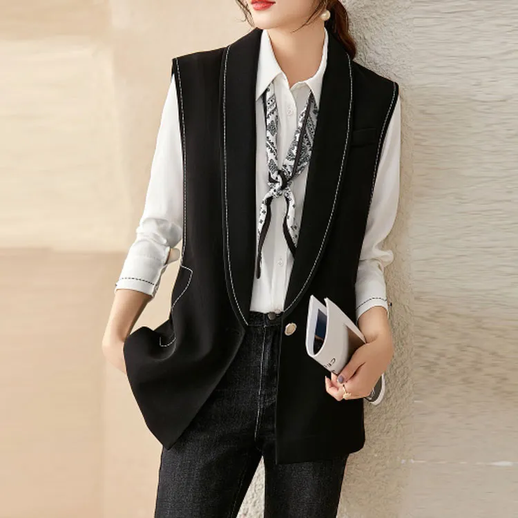 OUNIXUE Vests Women's Black-1