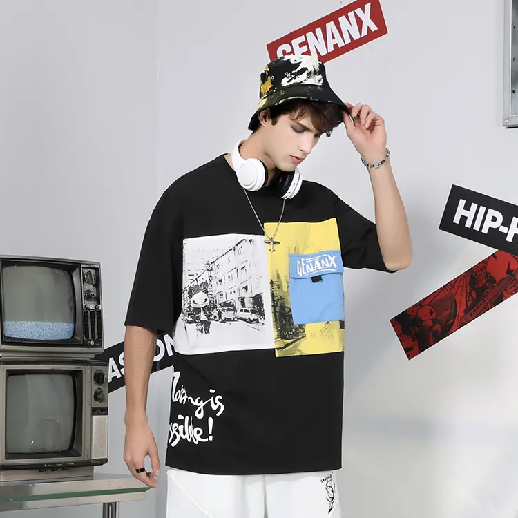 GENANX Straight Elbow Length Sleeved T Shirt Unisex-4