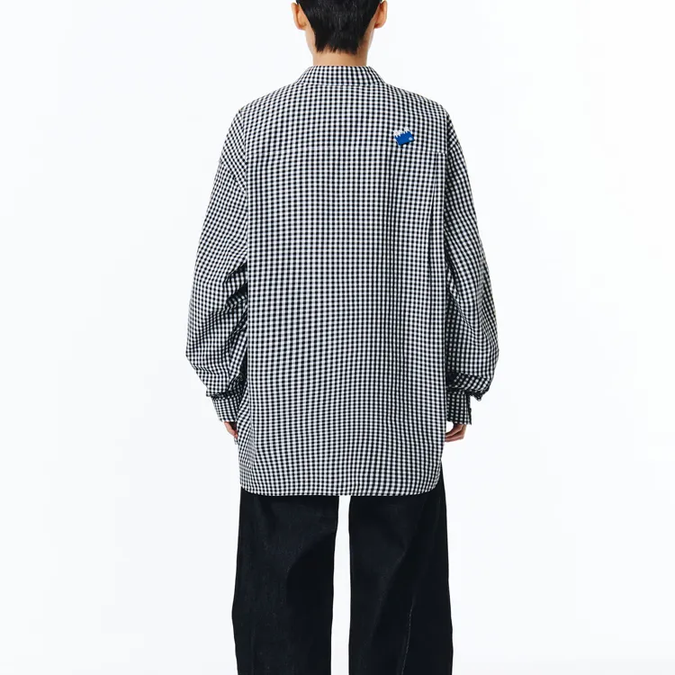 ADER ERROR Tetris-appliqué Checkered Shirt-3