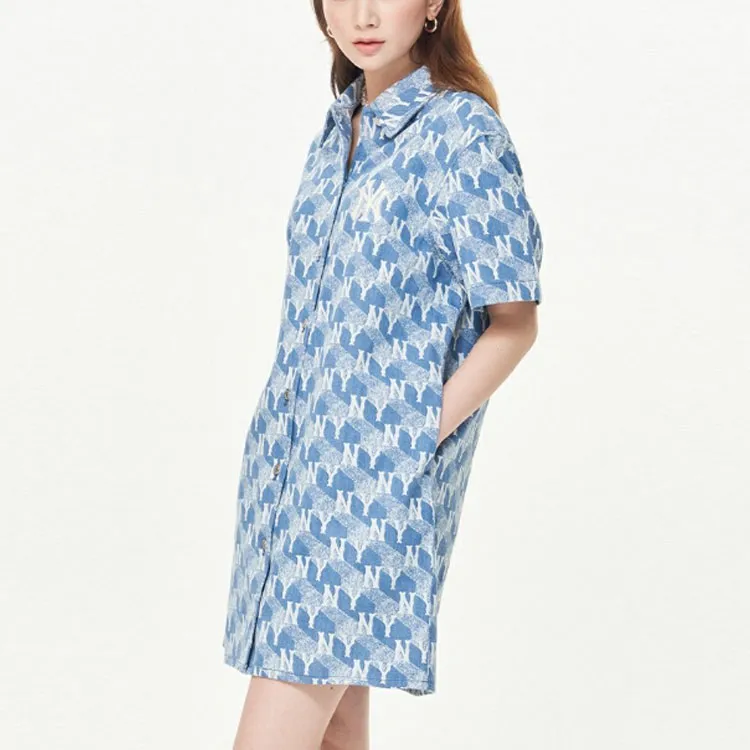 MLB Short Sleeved Dresses Women's Light Sky Blue-4