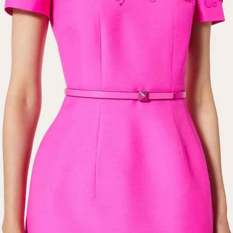 Valentino Lightweight Comfortable Smooth Buckle Leather Belts Women's Rose Red-1